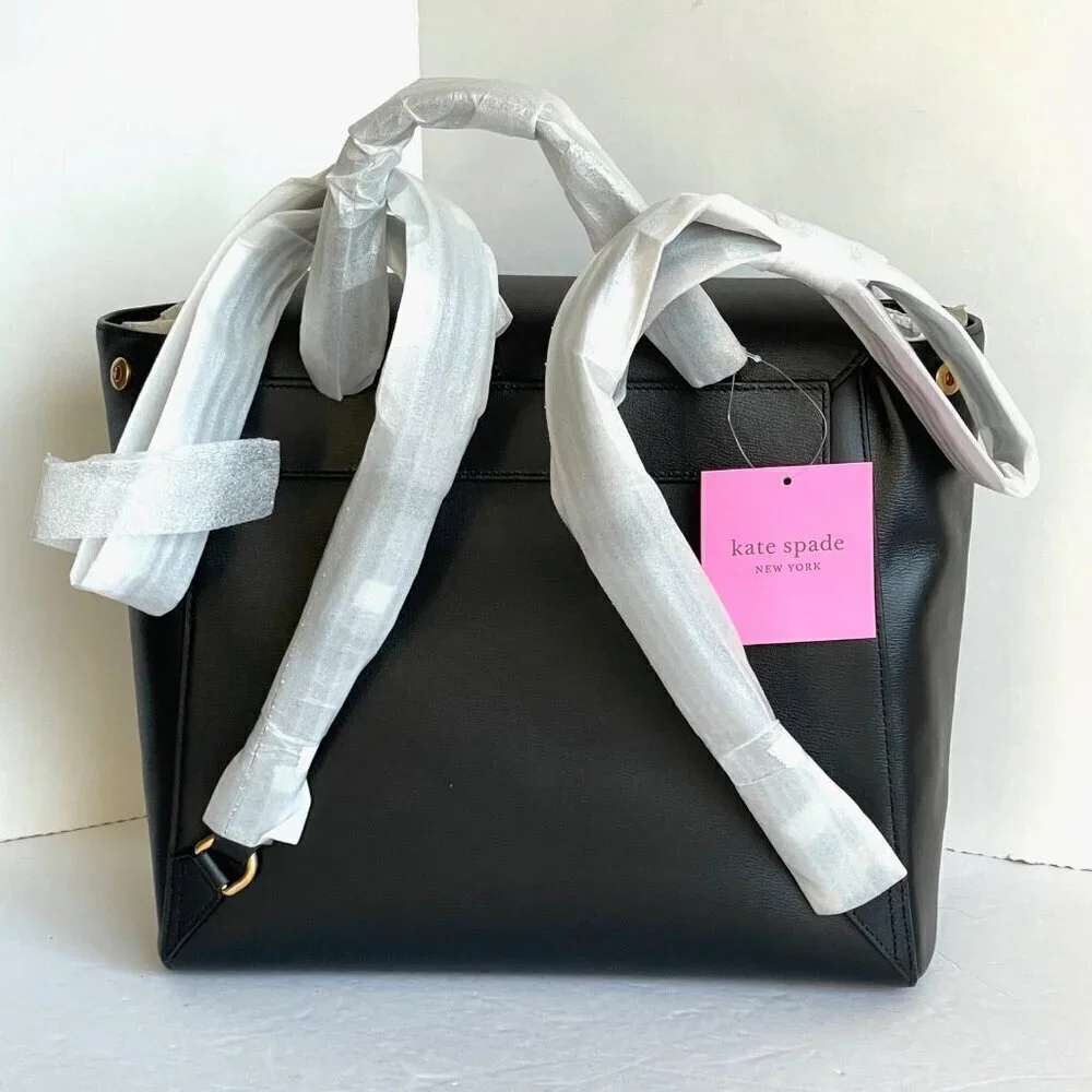 Kate Spade Katy Medium Black Leather Backpack Adjustable Straps